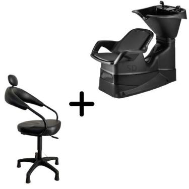 Imagem de Kit Lavatorio Salão Champ estofado + Cadeira de salão Beleza - PRÓPRIO