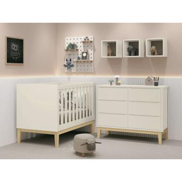 Imagem de Jogo de Quarto para Bebê Classic New Areia Fosco com Natural - MoveisAqui