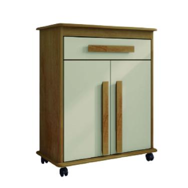 Imagem de Armário Balcão Multiuso 2 Portas 1 Gaveta com Rodízios Chile Cinamomo/Off White rv Móveis