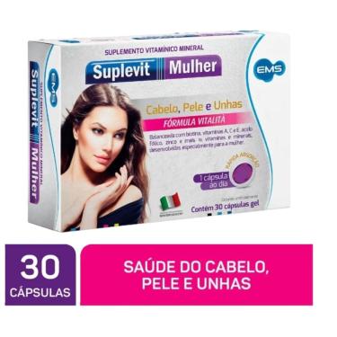 Imagem de Suplevit Mulher Cabelo Pele e Unhas Suplemento Alimentar com 30 Capsulas Formula Vitalita - ems