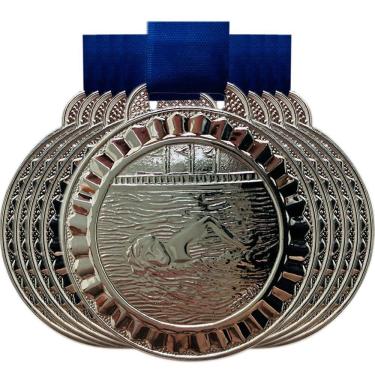 Imagem de Kit 40 Medalhas Natação Participação Ouro Prata Bronze 4.5cm prata