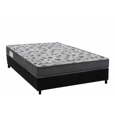 Imagem de Cama Box Viúva: Colchão Ortopédico Ortobom D33 Anatômico Iso 100 Ultra Firme + Base Crc Suede Black (128x188)