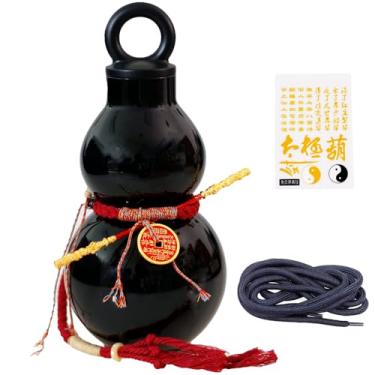 Imagem de Lanxitown Garrafa de água Gourd de 800 ml, estilo cabaça, com mini corda decorativa dourada e moeda de cobre e adesivos de inspiração retrô chinesa