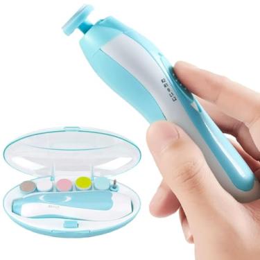Imagem de Kit Cortador de Unhas Elétrico Infantil com 6 Lixas, Rosa e Azul (Azul)