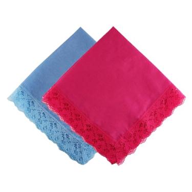Imagem de Cachecol de colo de 61 cm com acabamento de renda lenço de colo cobre saias de colo para mulheres na igreja, Azul + vermelho, lace trims lap