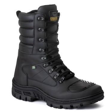 Imagem de Bota Masculina Couro Preta Cano Longo Alto Coturno Militar Tático Moto Motociclista Motoqueiro Com Zíper Para Trabalho Trilha Bico Reforçado Resistente (Preto, BR, Adulto, Numérico, 42)