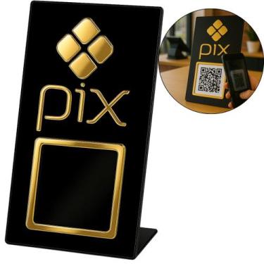 Imagem de Placa Qr Code Pix Pagamento Balcão Display Plaquinha Mesa Bar Quiosque