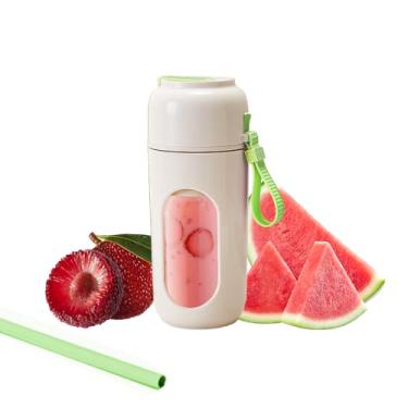 Imagem de Liquidificador portátil para viagem, mini copo de 340 g para shakes e smoothies, mini espremedor pessoal recarregável por USB, sem fio, à prova de vazamento, tamanho de viagem, livre de BPA (verde)