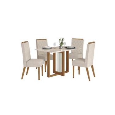 Imagem de Mesa Jantar Natali 120 4 Cadeiras Nina Linho - Henn