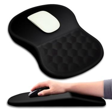 Imagem de KUOSGM Mouse pad suporte de pulso, mouse pad ergonômico com ponto de massagem, tapete de mouse de computador confortável para laptop, descanso de pulso alívio da dor mousepad com base de PU