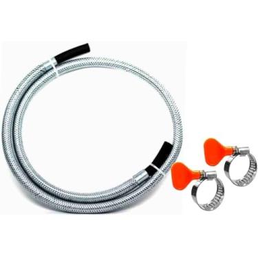 Imagem de Mangueira Flexível Botijão De Gás Glp Emborrachado Com Aço + Abraçadeiras Borboletas (1,50 Metros Ponta X Ponta)
