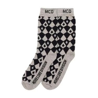 Imagem de Meia Mcd Checkboard Cano Longo, U, Cinza mescla
