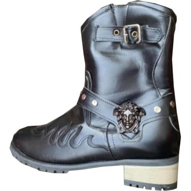 Imagem de Botas De Montaria Curtas Para Homens - Botas Steampunk De Couro Pu Medievais Com Decoração De Caveira - Bordado Vintage Botas De Cowboy Ocidentais Sapatos Para Cosplay, 40, Women: 42-44