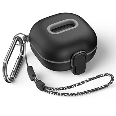Imagem de Capa de bloqueio seguro para Samsung Galaxy Buds 2 Pro/Buds 2/Buds Pro/Buds Live, WOFRO Capa protetora de TPU com absorção de choque, capa rígida com cordão e chaveiro [pop com um clique] (preto)