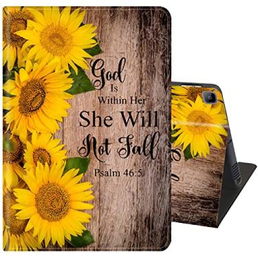Imagem de Capa fina para Samsung Galaxy Tab A7 Lite 2021 com suporte ajustável com capa inteligente despertar/hibernar automática para Samsung Tab A7 Lite 22.1 cm (SM-T220/T225/T227) - Salmo 46:5 Girassol