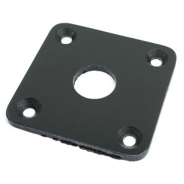 Imagem de Jack plate guitarra quadrado Reto PRETO plástico PLJC BLK - SPIRIT