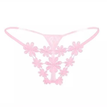Imagem de Tanga Bordada Feminina Fio Dental ElaShopp, Rosa