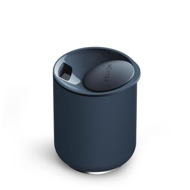 Imagem de Fellow Copo Rocky Lowball de 293 ml - Copo isolado de aço inoxidável para uísque e coquetel com interior de cerâmica e tampa giratória de seixos (azul pedra)