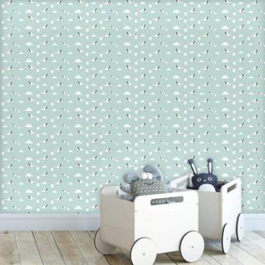 Imagem de Papel De Parede Infantil Cegonha Bebê