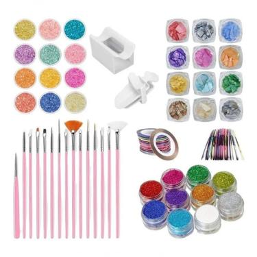 Imagem de Kit Decoração Unhas Madrepérolas + 10 Fitilhos +Dispenser