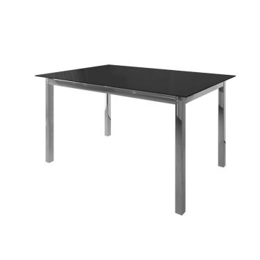 Imagem de Mesa De Jantar 120X80Cm Tampo Vidro Dubai Cromado/Preto