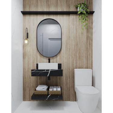 Imagem de Prateleira Em Porcelanato Para Banheiro 60Cm Darabas Agardi Preto