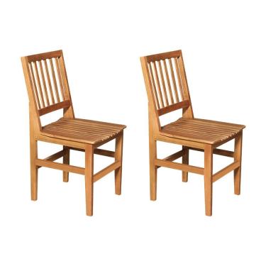 Imagem de Kit 2 Cadeiras De Jantar Ripada Rústica Confort - Castanho - Marrom