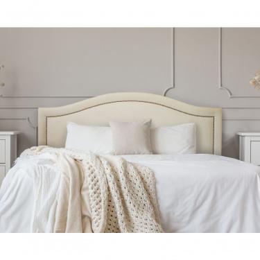 Imagem de Cabeceira Casal Curva Luxo 140x60 Suede Off White - Tachas Prata