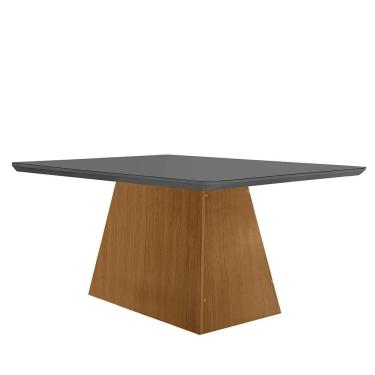 Imagem de Mesa de Jantar Aida Retangular Vidro 4mm 120cm Grafite Imbuia Estilo Moderno para Sala