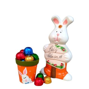 Imagem de Vaso Jardim Cachepo Coelho Páscoa Cerâmica 9 Cm Diâmetro