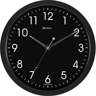 Imagem de Relógio Parede Quarto Preto Com Luz Led Sensor Herweg 6809