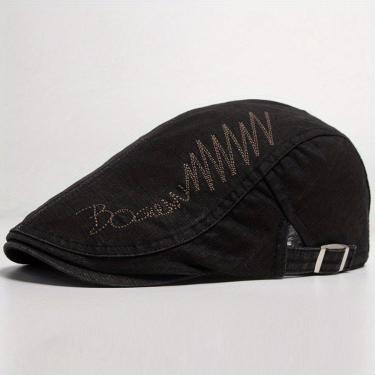 Imagem de Boina Ajustvel Com Letras Bordadas Estilo Fashion Preto