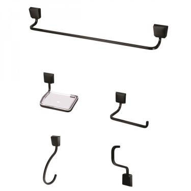 Imagem de Kit De Acessórios Para Banheiro Origami Meber Metais Preto