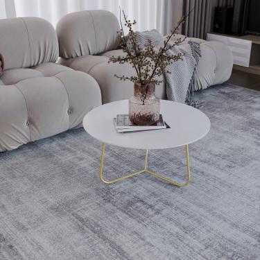 Imagem de Mesa De Centro Trude Redonda 30cm X 67cm X 67cm Branco Dourado