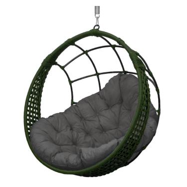 Imagem de Cadeira Balanço Ninho Suspenso Em Corda Náutica Luxo Verde/cinza
