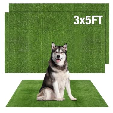 Imagem de GLOBREEN Tapetes Higiênicos De Grama Sintética Para Cães, Treinamento Usar O Penico, 2 Peças Reposição, 3 Pés X 5 Pés, Artificial Áreas Externas, Pátio E Varanda Animais Estimação, Com Furo Drenagem