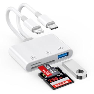 Imagem de Smilebridge [Certificado Apple Mfi] Leitor De Cartão Sd Para Iphone E Ipad, Adaptador Porta Dupla Lightning Usb C, Suporte Câmera Memória Sd, Micro 3.0, Sem Necessidade Driver Aplicativo
