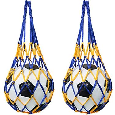 Imagem de LUORNG 2 Peças Acessórios De Futebol Basquete Malha Rede Bolsa Única Para Transporte Bola Vôlei Azul Amarelo
