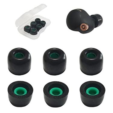 Imagem de Mijusun Pontas De Espuma Viscoelástica Para Fones Ouvido Sony Wf-1000Xm4/Wf-1000Xm5 Linkbuds S Wf-500 Wf-1000Xm4, Capa Protetora Estojo Carregamento, 3 Pares, Preto Médio