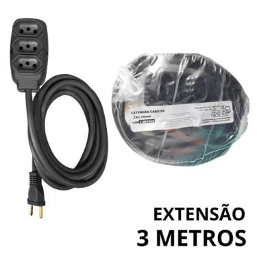 Imagem de Extensão Elétrica 3m Reforçada Cabo PP 2x2 5mm 10A e 20A - MinutoBaby