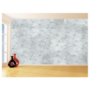 Imagem de Papel De Parede Concreto Linhas Azul Turquesa 3,5M Kkt326 - Você Decor