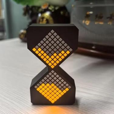 Imagem de Ampulheta digital de 1 a 30 minutos livremente ajustável, cubo de fluxo dinâmico, luz noturna, temporizador de ampulheta para sala de aula e escritório em casa (fonte de luz preta, amarela)