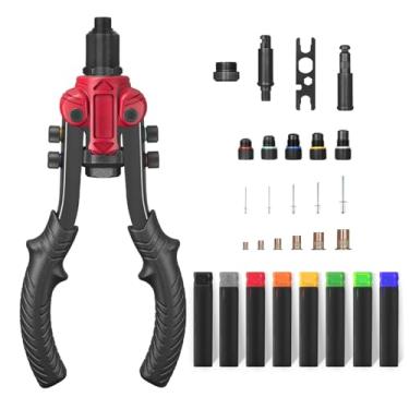 Imagem de CIADAZ Ferramenta de porca de rebite, kit de ajuste de rebite 3 em 1, conjunto de alicates de porca de rebite com 6 mandris métricos e SAE, incluindo 60 peças de porcas de rebite, 50 peças de rebites,