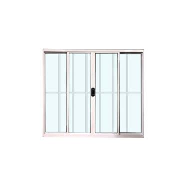 Imagem de Janela de Correr 4 Folhas com Grade 120 X 120 Linha Esmeralda – Alumínio Branco com Vidro Liso 3mm - Lumineziri Esquadrias