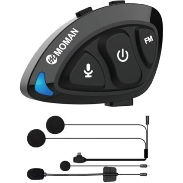 Imagem de Moman Fone de ouvido para capacete de motocicleta, alto-falante e microfone para capacete de motocicleta RS-S com estéreo Hi-Fi/rádio FM/voz AI/chamada mãos-livres/IPX6 à prova d'água/cancelamento de