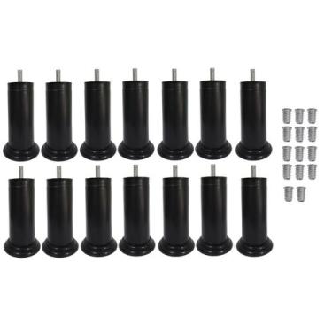 Imagem de Kits Pé Cama Box Plástico Fixo Rosca Bucha Americana - Jthome, Preto, 