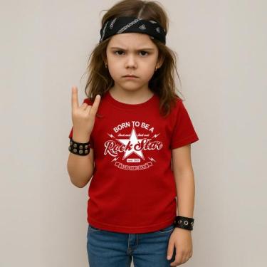 Imagem de Camiseta Infantil Unissex Estampada Born To Be a Rockstar 052 Blusa Te