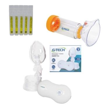 Imagem de Kit Nebulizador Inalador + Soro 50 Ml + Espaçador G-tech