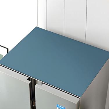 Imagem de BANEBOR Capa superior de geladeira antiderrapante cortável – Tapete protetor de geladeira à prova de poeira para cozinha, ajuste universal para freezer, acessórios de eletrodomésticos (azul, 89 cm x