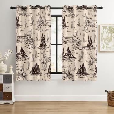 Imagem de Cortinas blackout caubói ocidentais – 100% blackout rústico estilo rodeio ocidental e cowboy, redução de ruído com isolamento térmico para quarto, sala de estar e caverna masculina (esboço de caubói